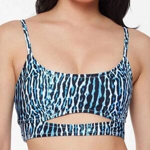 Jessica Simpson Sassy Safari Cami Bikini Top Navy Animal Print Cut Out Med NWT